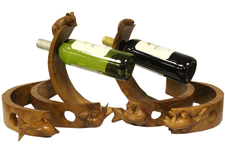 Suar Wood Balance Wine Holders