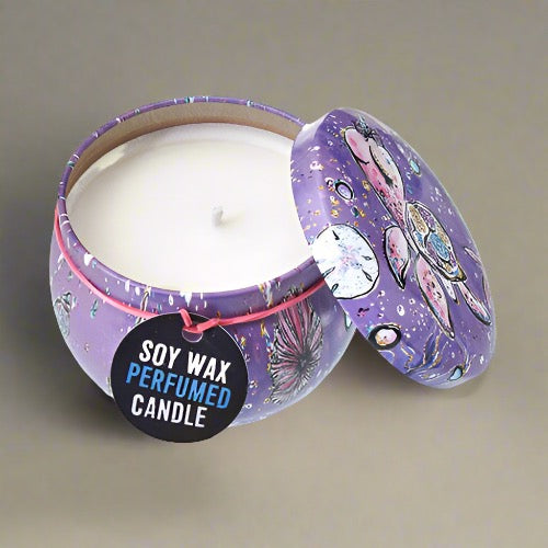 Art Tin Candle  - Sea life (Rasberry)