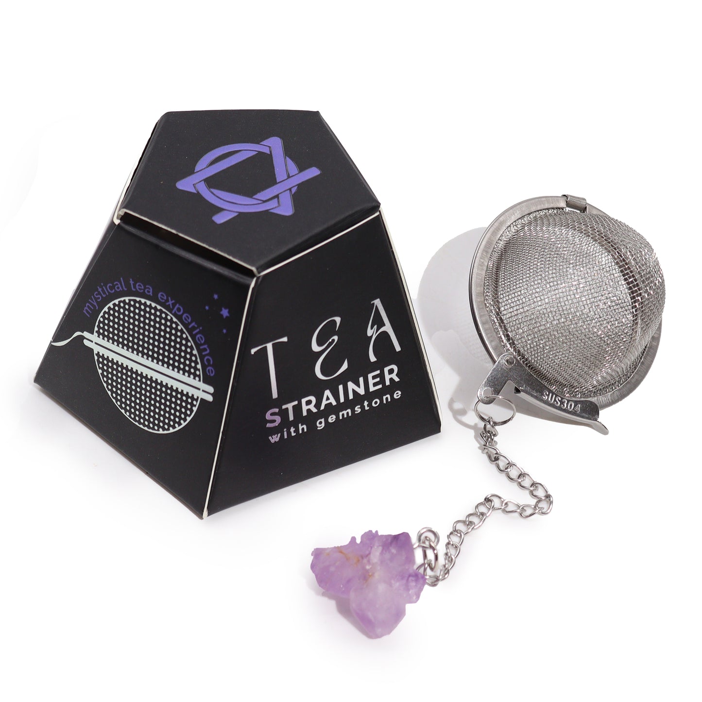 Raw Crystal Gemstone Tea Strainer - Amethyst Cluster (Serenity & Calm)