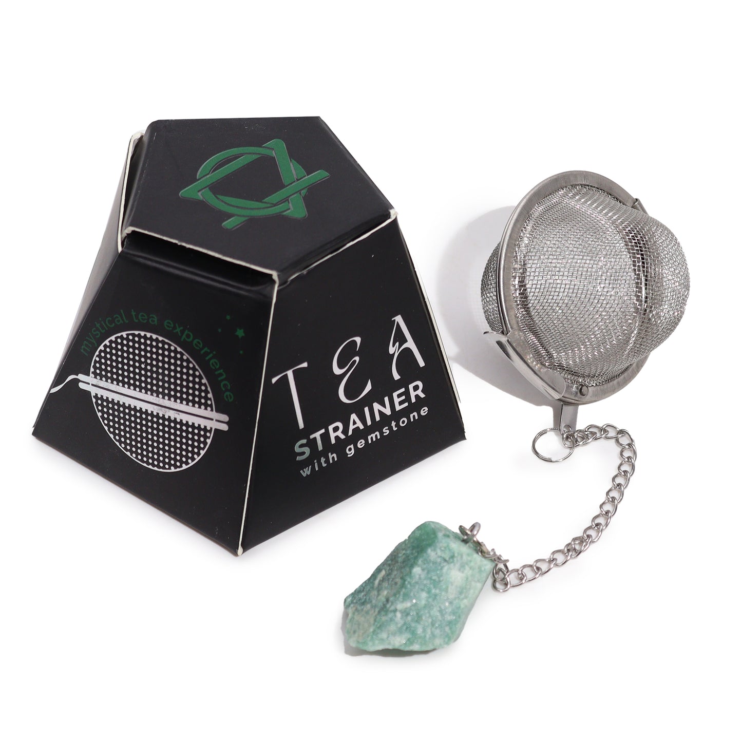 Raw Crystal Gemstone Tea Strainer - Green Aventurine (Prosperity)