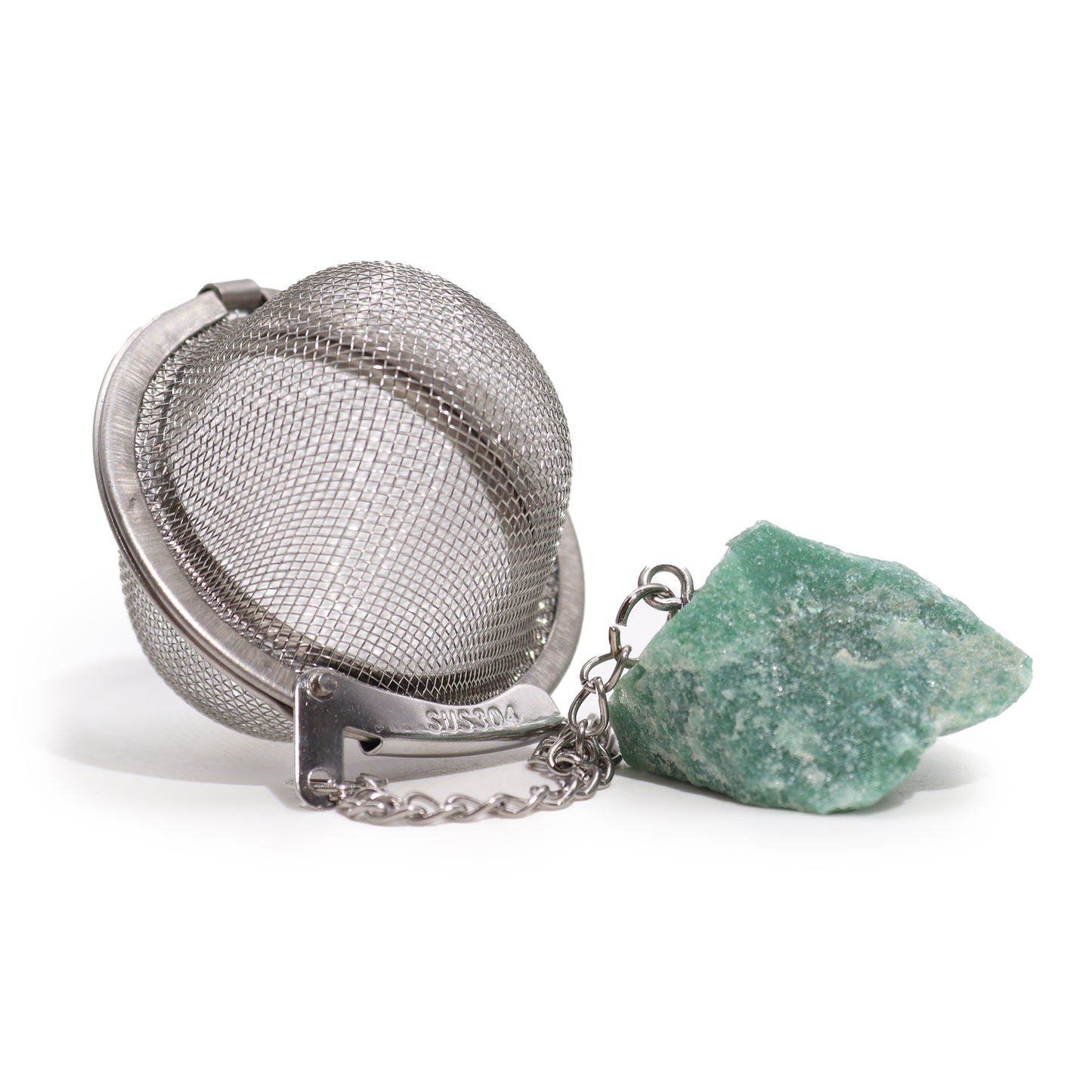 Raw Crystal Gemstone Tea Strainer - Green Aventurine (Prosperity)