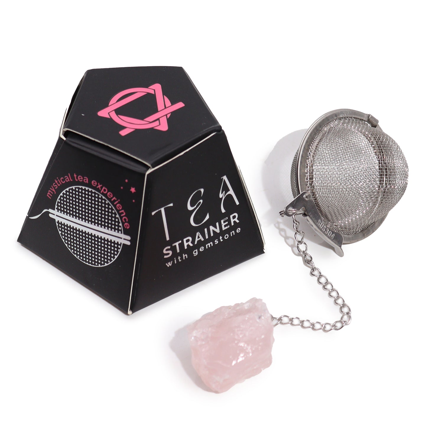 Raw Crystal Gemstone Tea Strainer -  Rose Quartz (love)