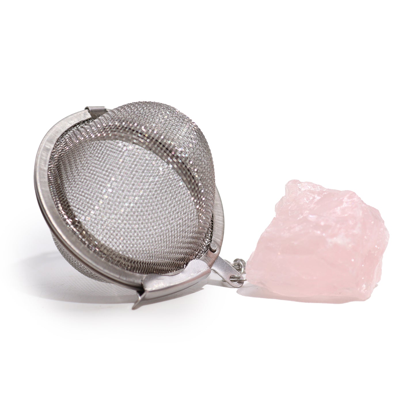 Raw Crystal Gemstone Tea Strainer -  Rose Quartz (love)