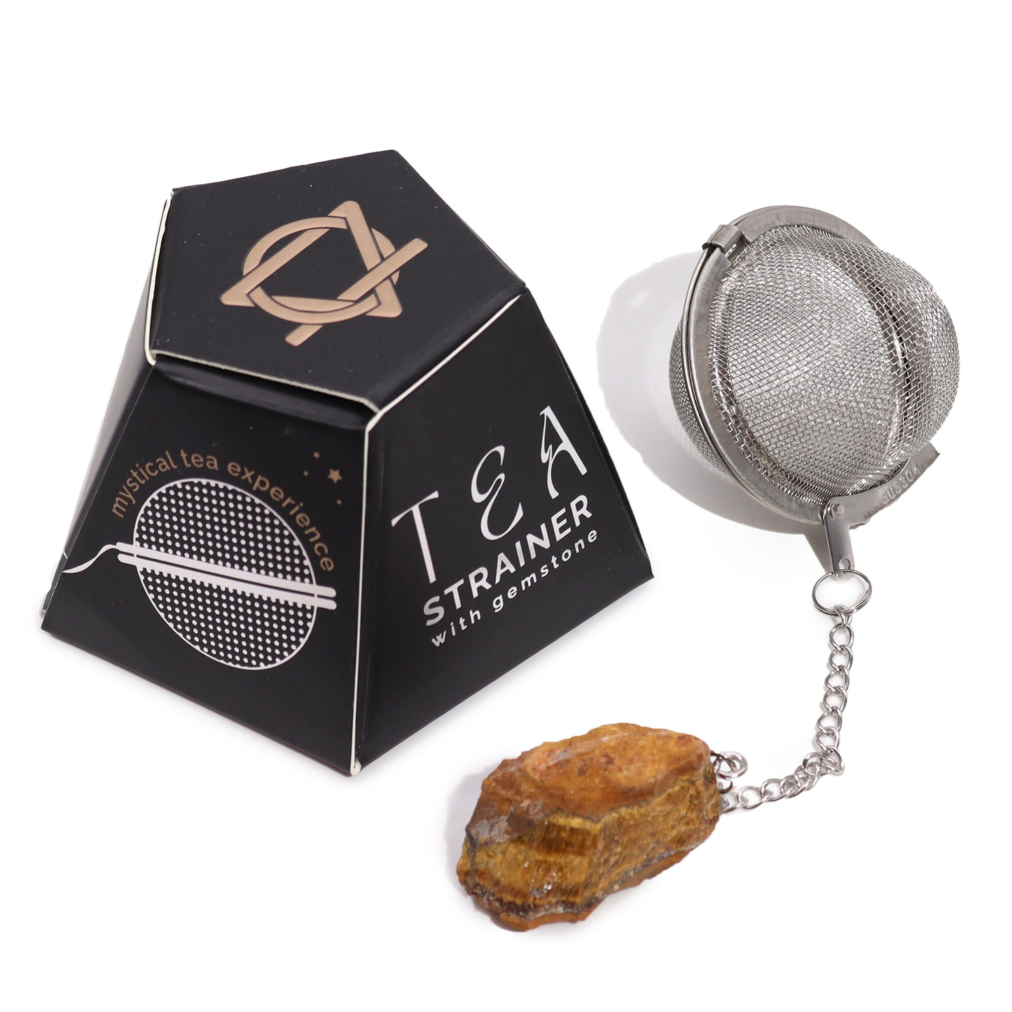 Raw Crystal Gemstone Tea Strainer - Gold Tigers Eye (Energy)