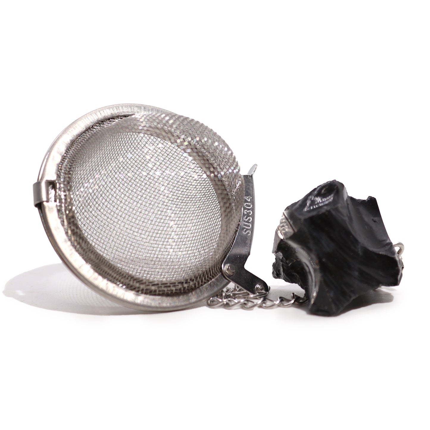 Raw Crystal Gemstone Tea Strainer - Black Obsidian (Protection)