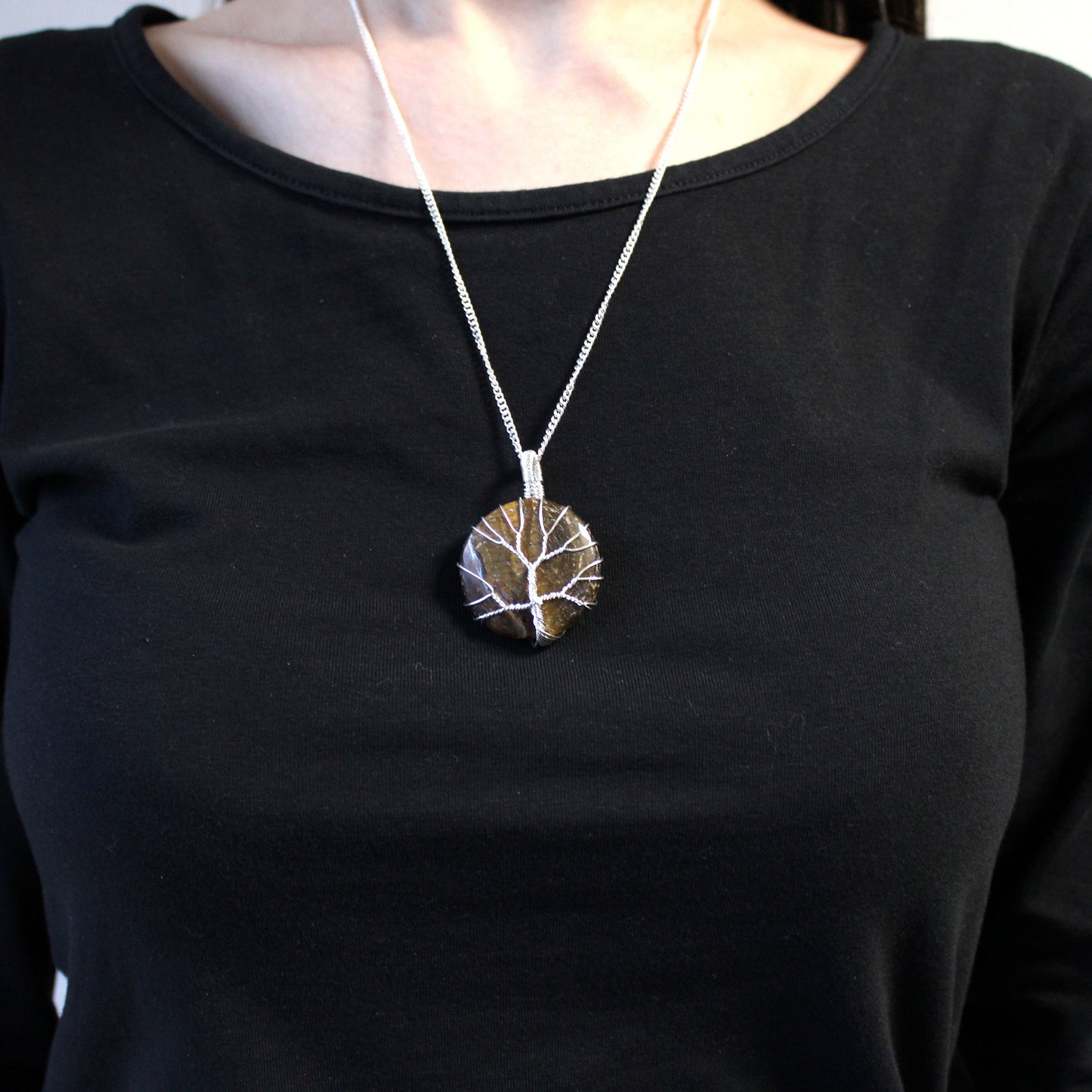 Gemstone Necklace - Tree of Life  (Tiger Eye)