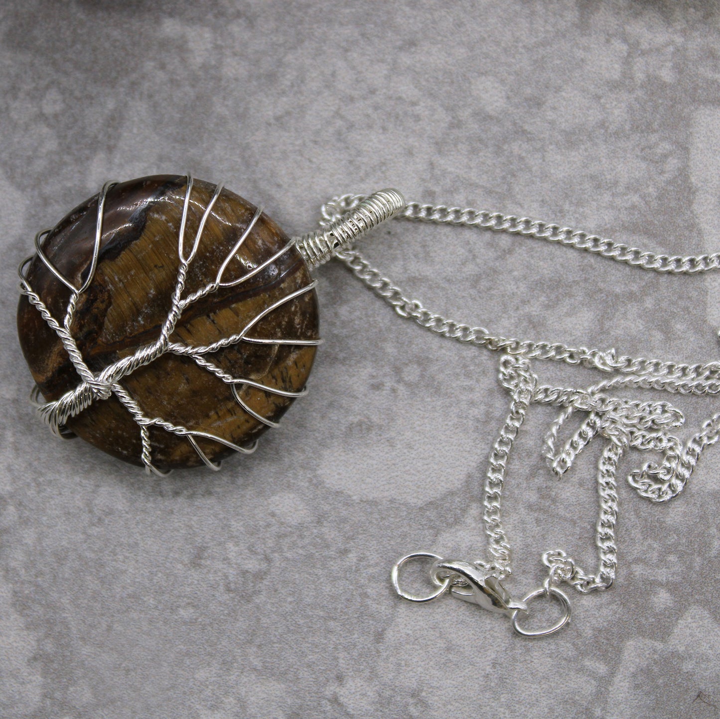 Gemstone Necklace - Tree of Life  (Tiger Eye)