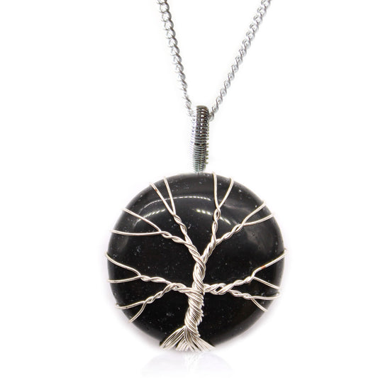 Gemstone Necklace - Tree of Life  (Black Onyx)