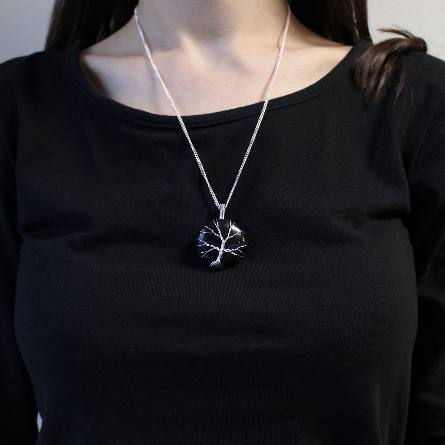 Gemstone Necklace - Tree of Life  (Black Onyx)
