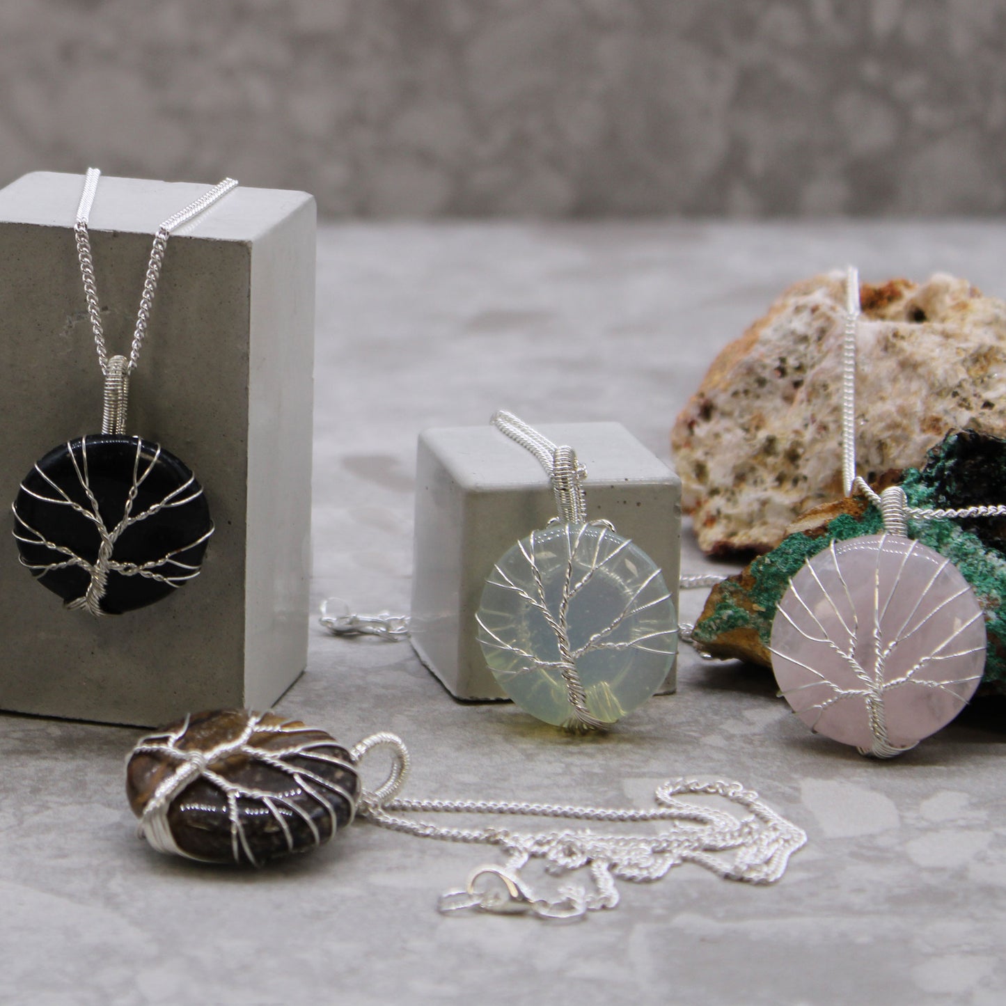 Gemstone Necklace - Tree of Life  (Black Onyx)