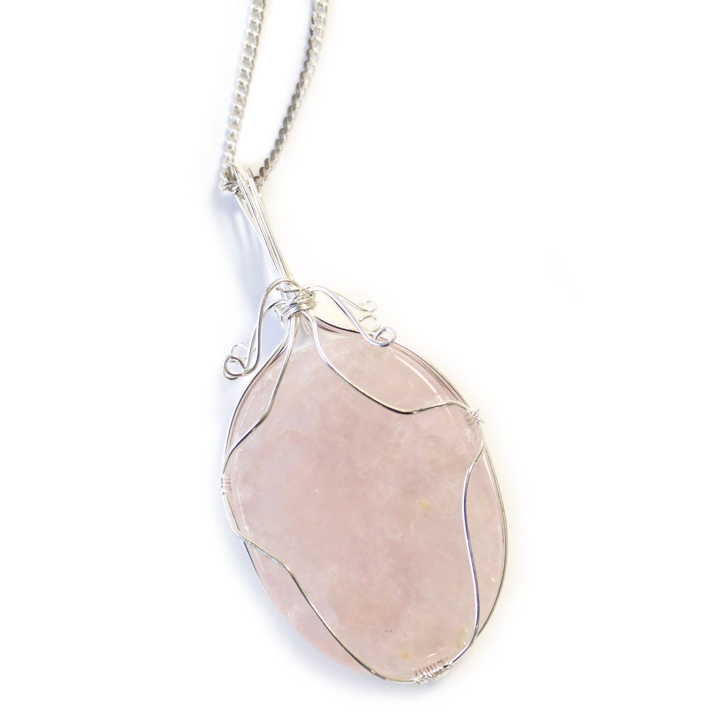 Gemstone Necklace - Swirl Wrapped  (Rose Quartz)