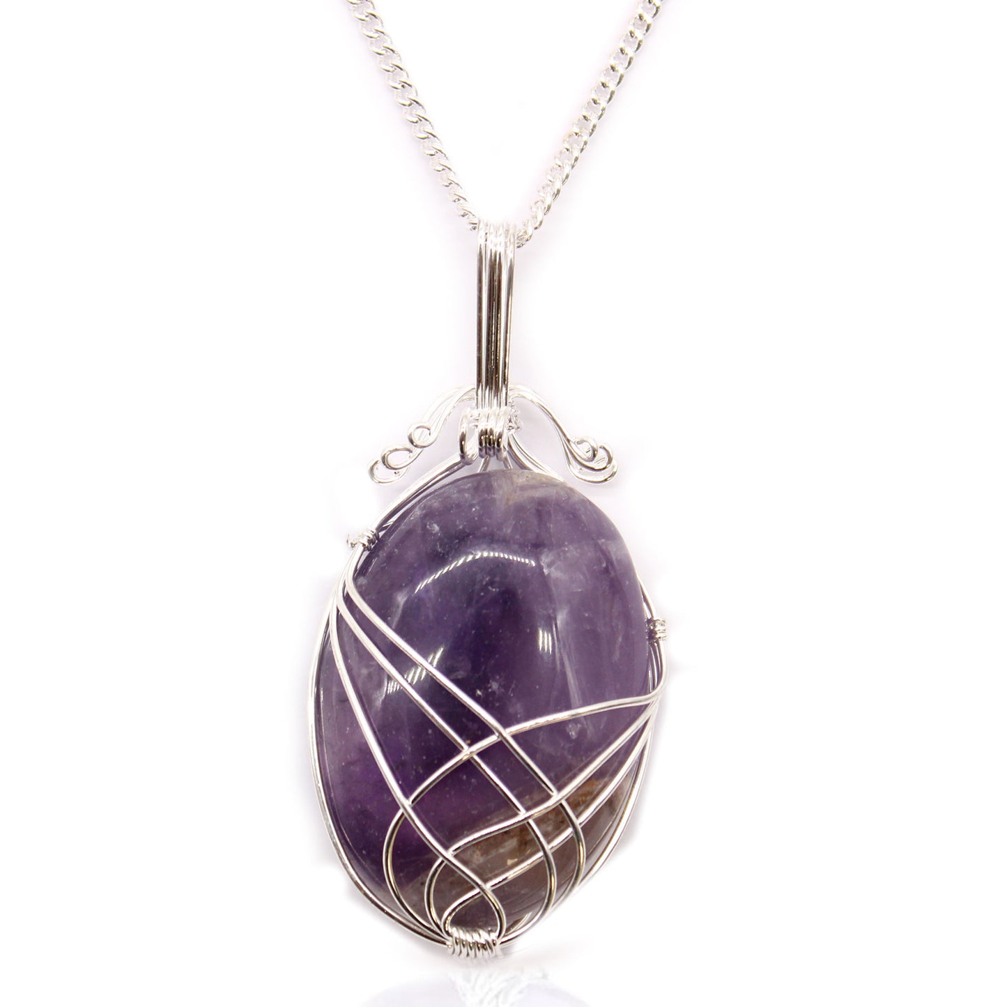 Gemstone Necklace - Swirl Wrapped  (Amethyst)