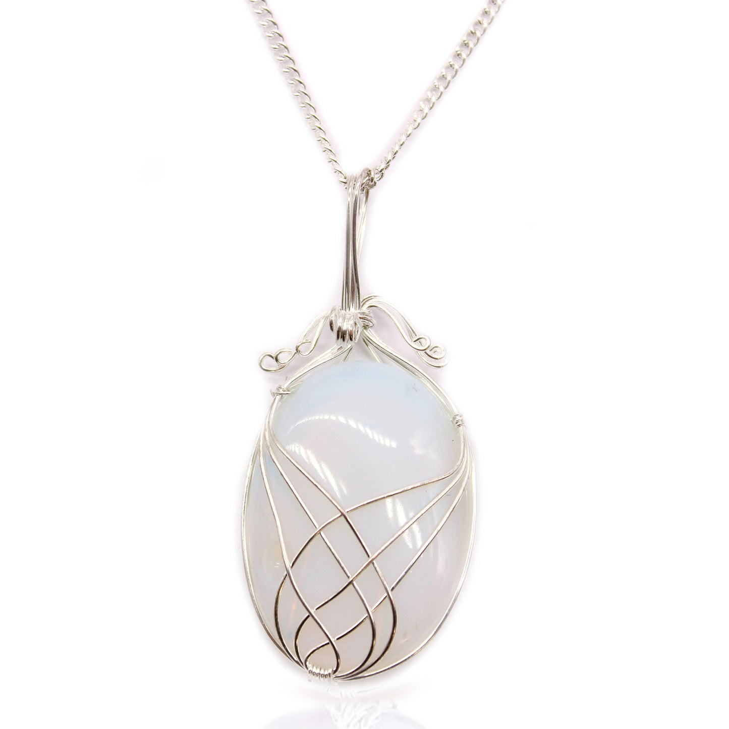 Gemstone Necklace - Swirl Wrapped  (Opalite)