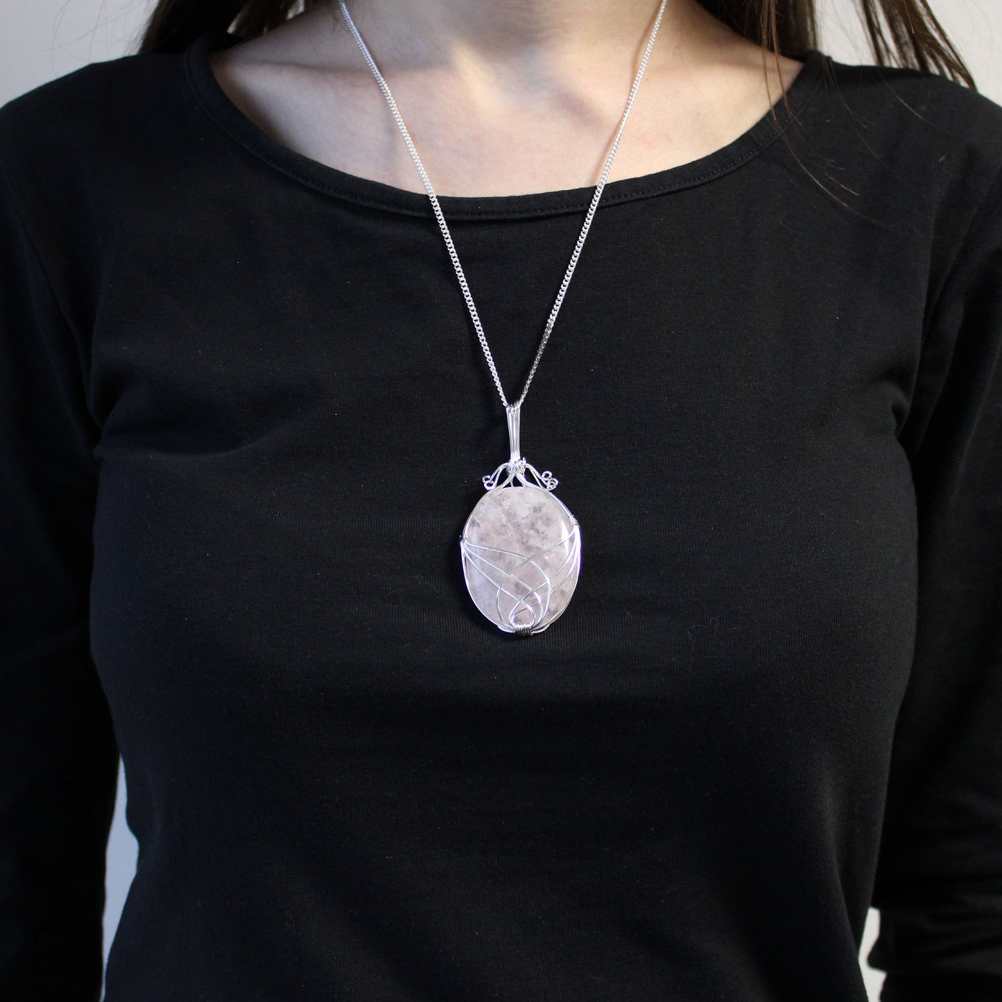 Gemstone Necklace - Swirl Wrapped  (Opalite)