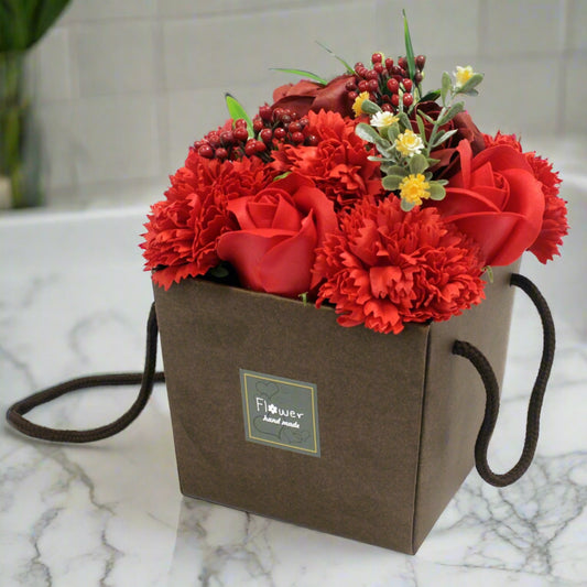 Luxury Soap Flowers Bouquet - Red Rose & Carnation