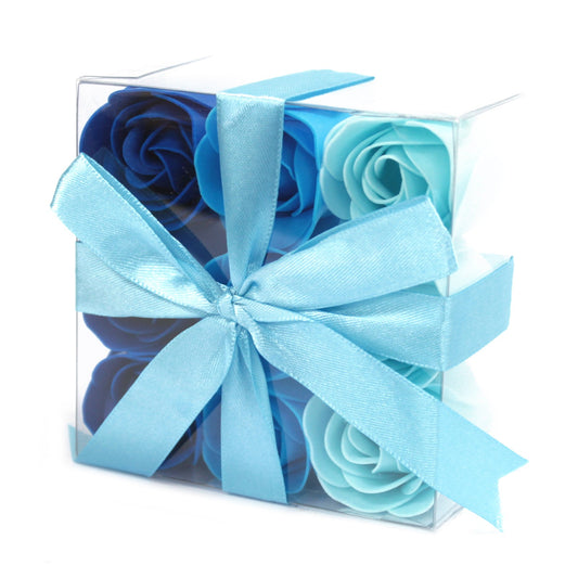 Set of 9 Soap Flowers - Blue Roses