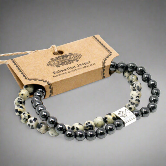 Magnetic Gemstone Bracelet - Dalmation Jasper