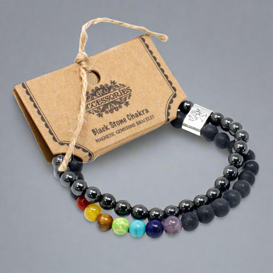 Magnetic Gemstone Bracelet - Black Stone Chakra