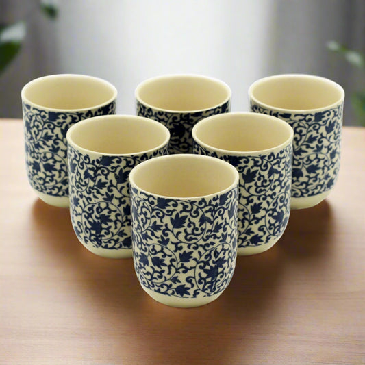 Herbal Tea Cups x6 - Blue Pattern