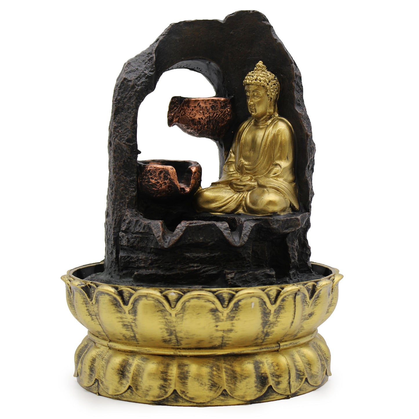 Tabletop Water Feature - Golden Meditating Buddha