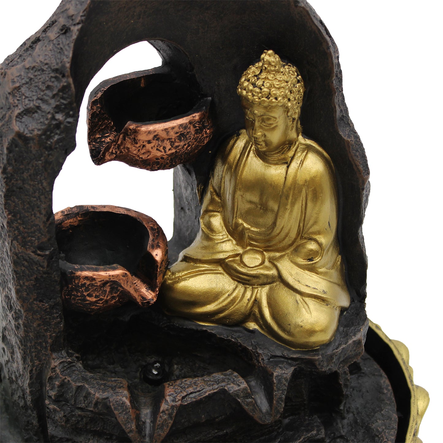 Tabletop Water Feature - Golden Meditating Buddha