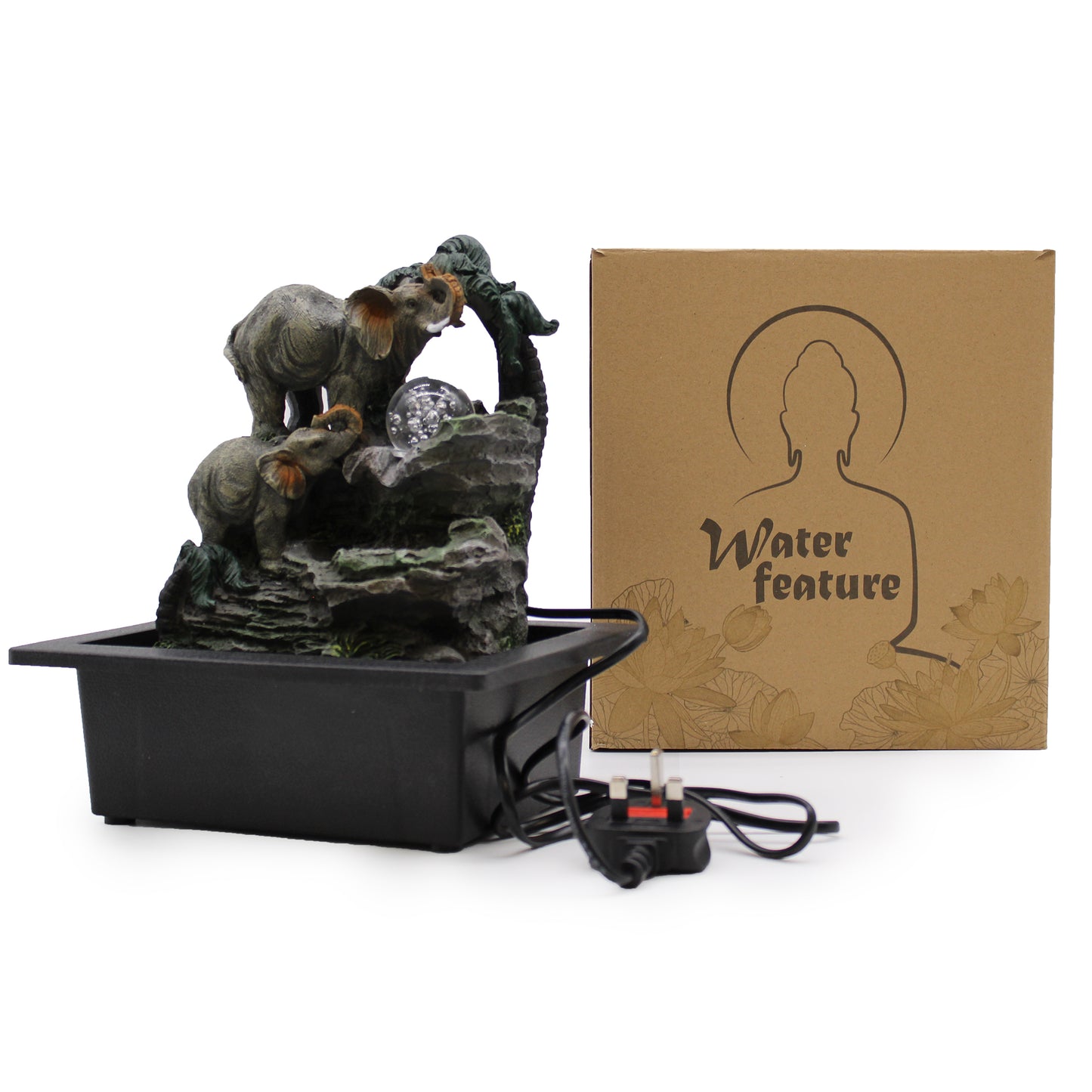 Tabletop Water Feature - Elephant Family