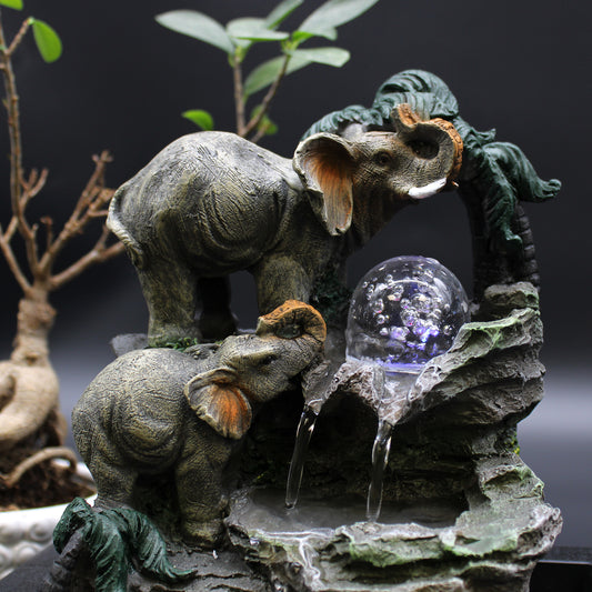 Tabletop Water Feature - Elephant Family